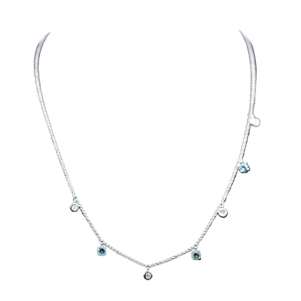 Collier Chaîne BELL en or blanc, topaze et diamants - Castafiore