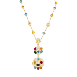 Collier Chaîne BULGARI "Astrale" en or jaune, topazes, citrines, péridots, rhodolites, tourmalines et diamants - Castafiore