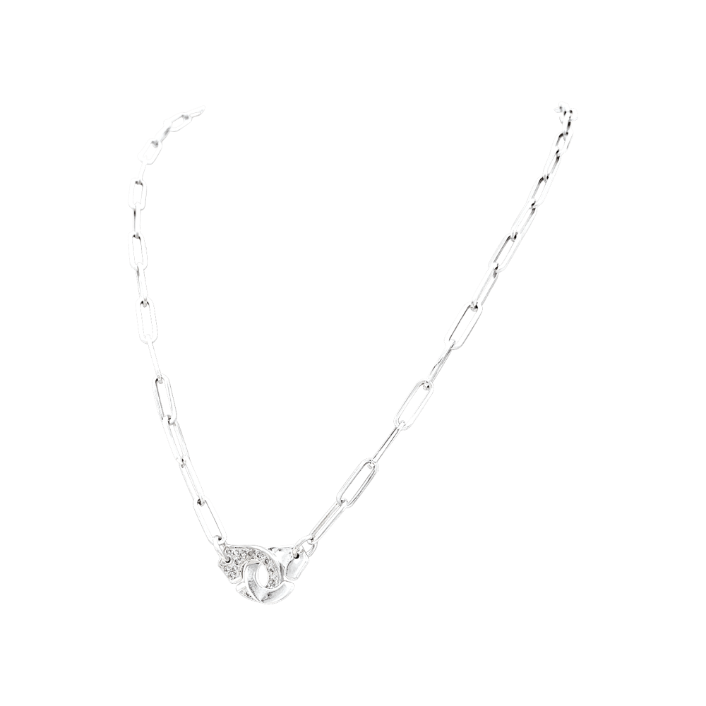 Necklace Dinh Van, "Handcuffs", white gold, diamonds