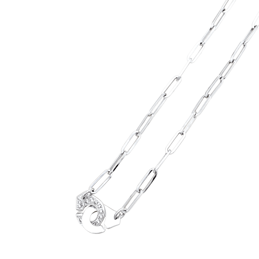 Necklace Dinh Van, "Handcuffs", white gold, diamonds