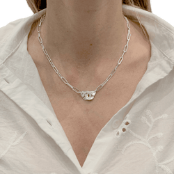 Necklace Dinh Van, "Handcuffs", white gold, diamonds