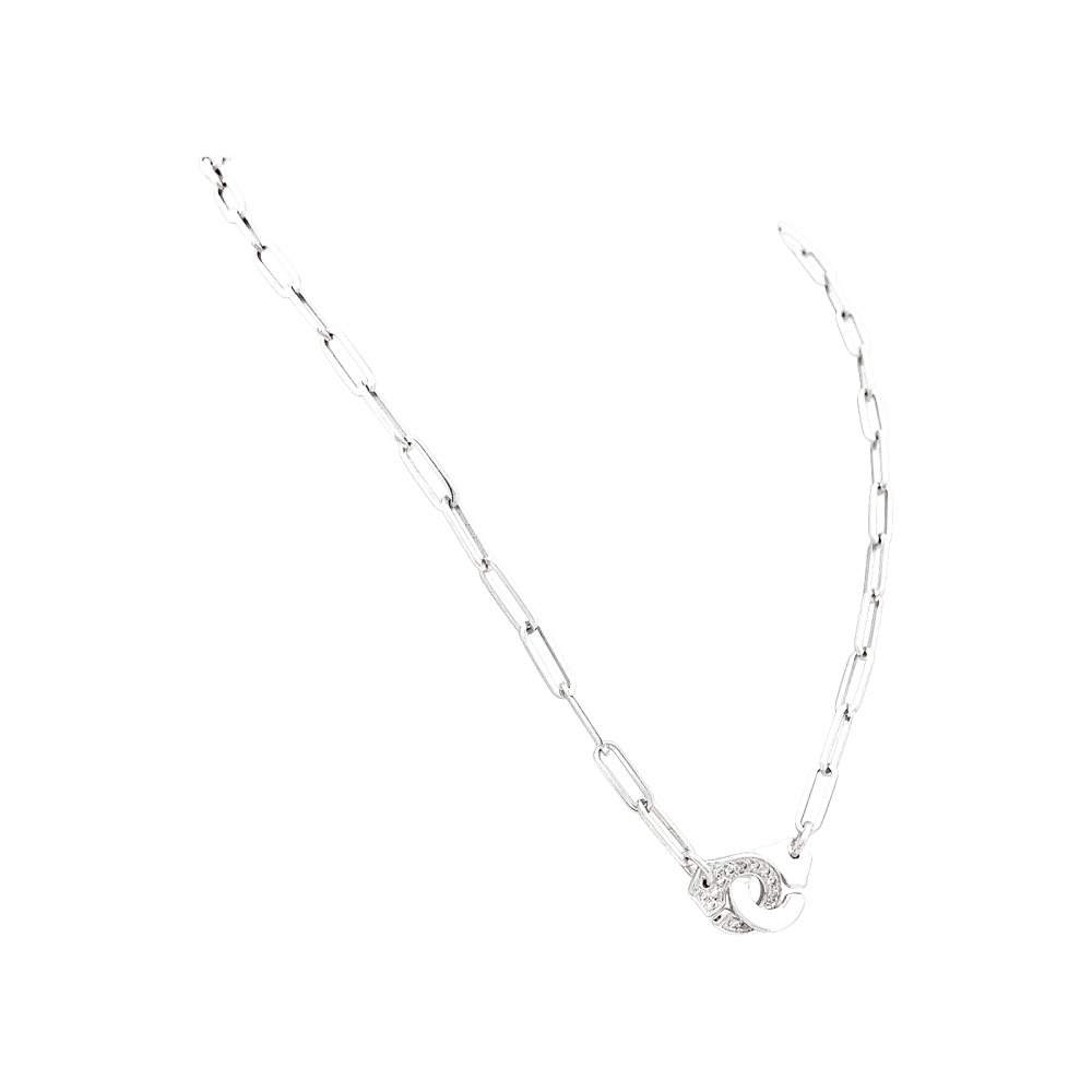 Necklace Dinh Van, "Handcuffs", white gold, diamonds