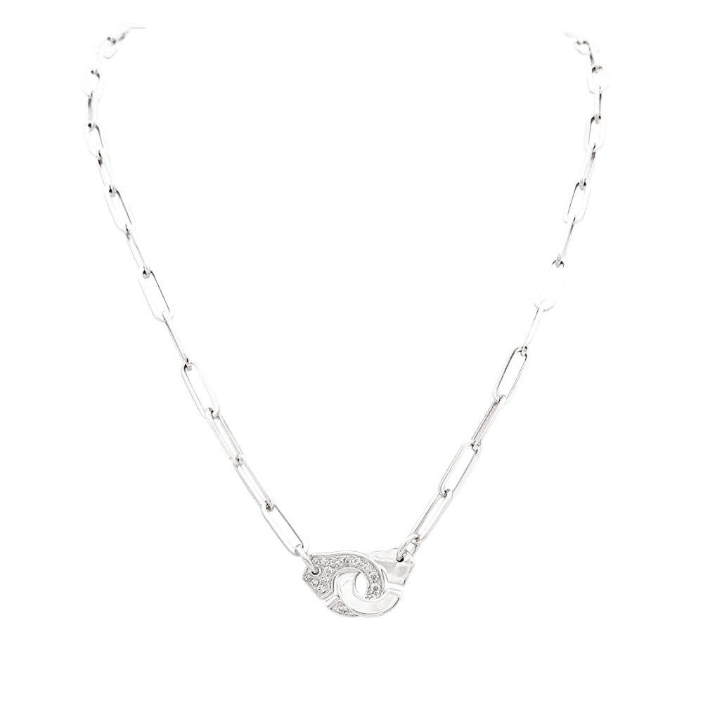 Necklace Dinh Van, "Handcuffs", white gold, diamonds