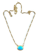 Collier chaîne en or 18 carats et turquoise cabochon - Castafiore