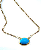 Collier chaîne en or 18 carats et turquoise cabochon - Castafiore