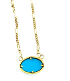 Collier chaîne en or 18 carats et turquoise cabochon - Castafiore