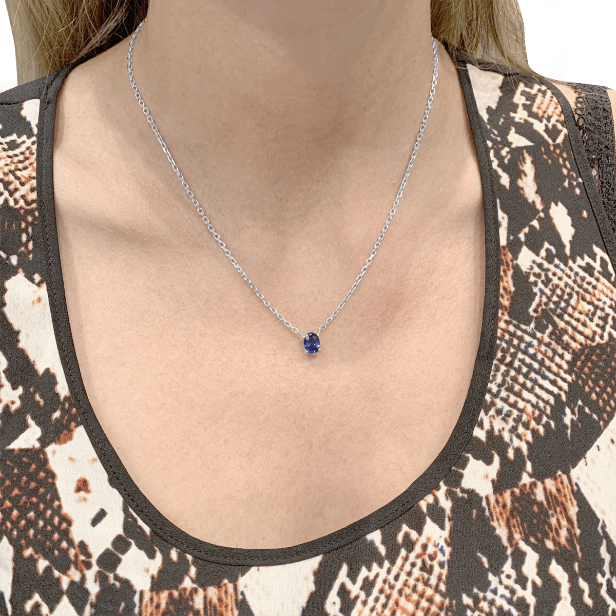 Collier Chaîne en or blanc et saphir - Castafiore