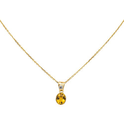 Collier Chaîne en or jaune, citrine et diamant - Castafiore