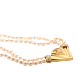 Collier chaîne en or jaune, citrine, perles et diamants - Castafiore