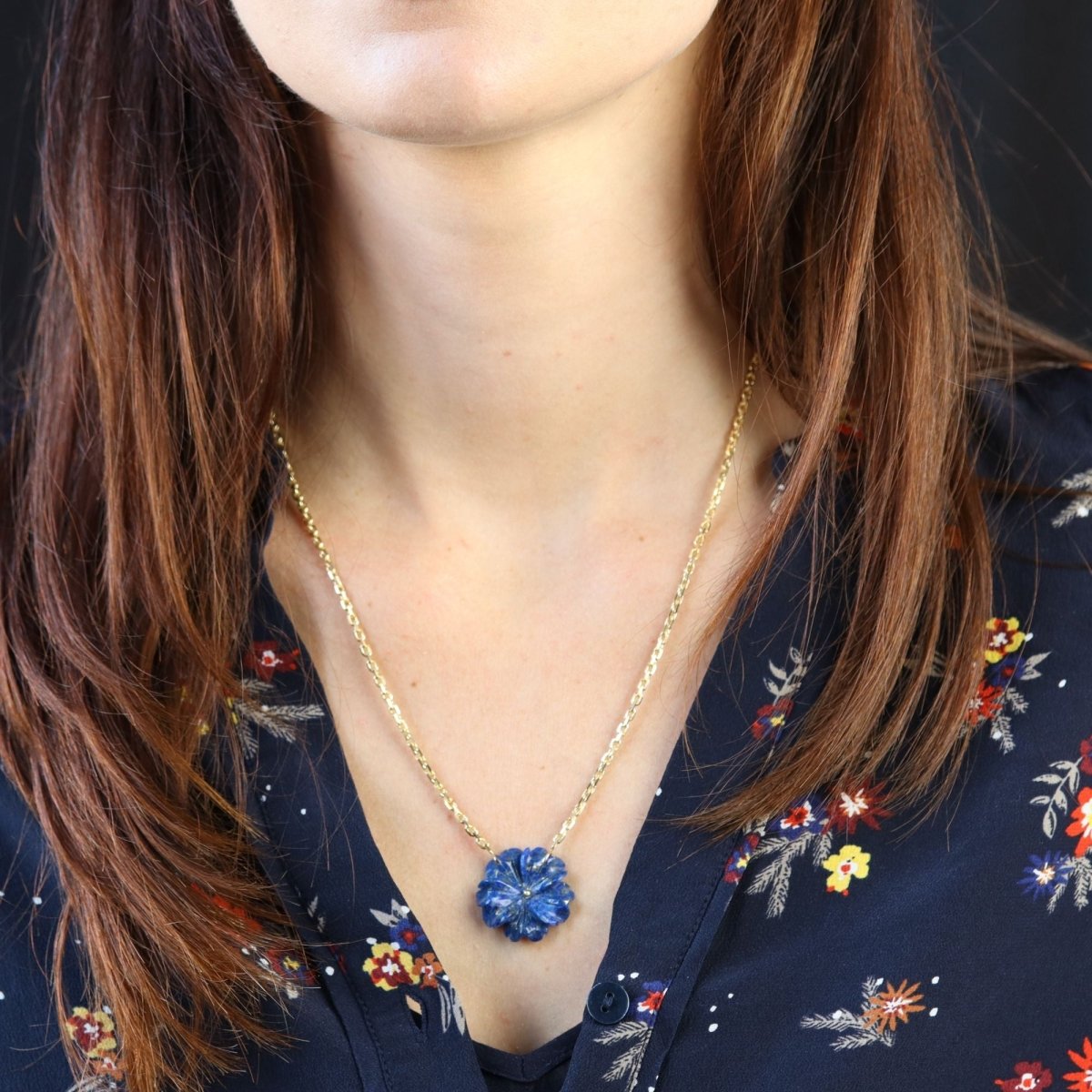 Collier Chaîne en or jaune et lapis - lazuli - Castafiore
