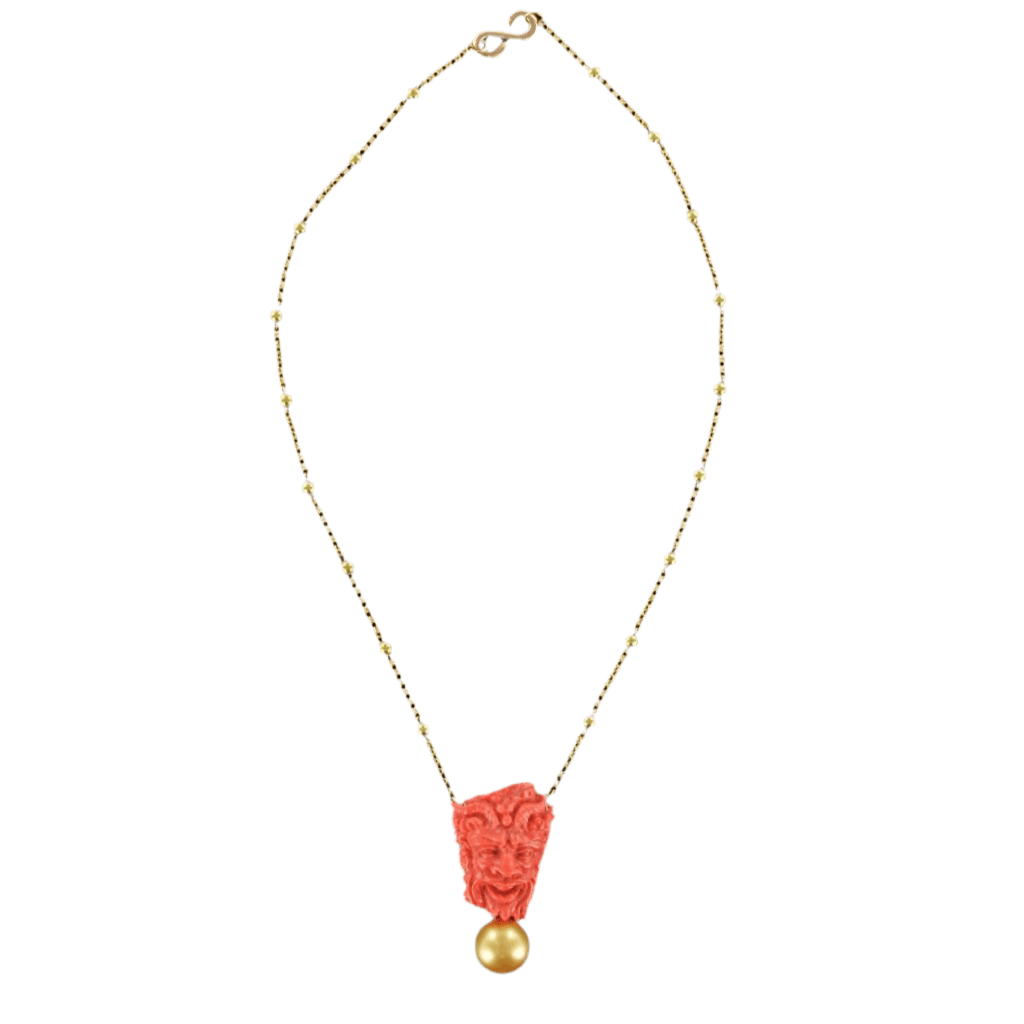 Collier Chaîne en or jaune, perles et corail - Castafiore