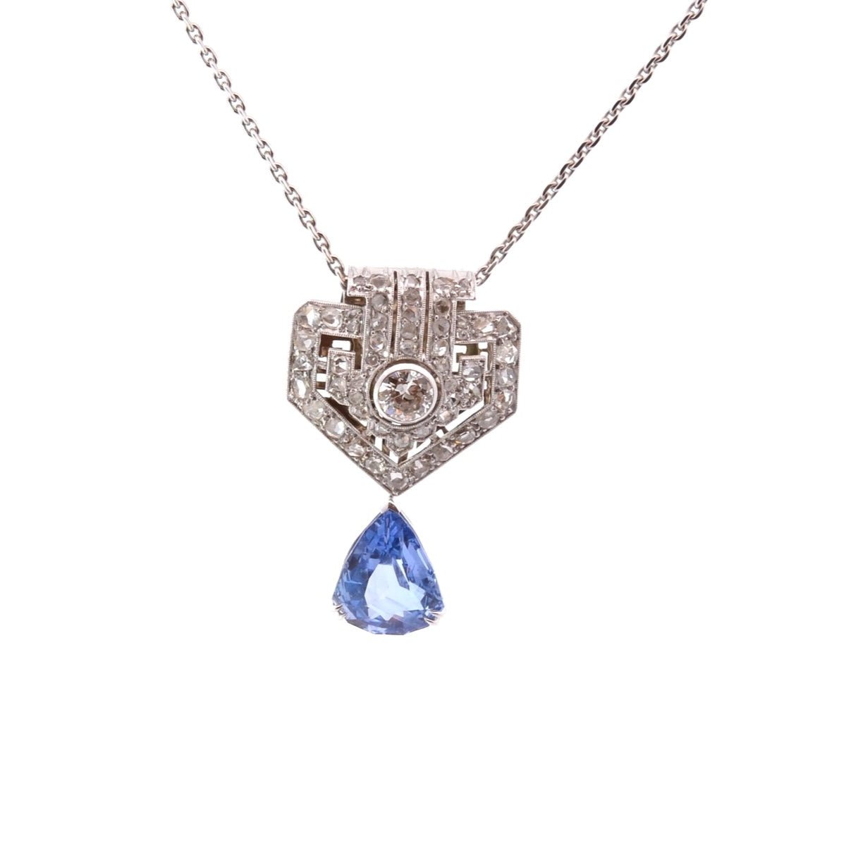 Collier chaîne en or, platine, saphir et diamants - Castafiore
