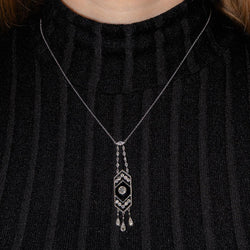 Collier Chaîne en platine, onyx et diamants - Castafiore