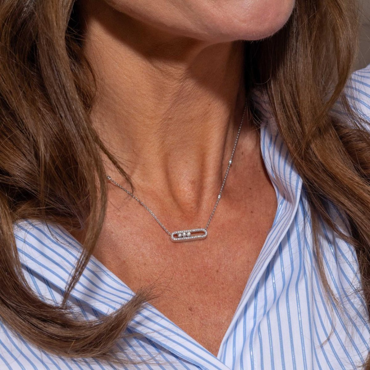 Collier Châine MESSIKA "Baby Move" en or blanc et diamants - Castafiore