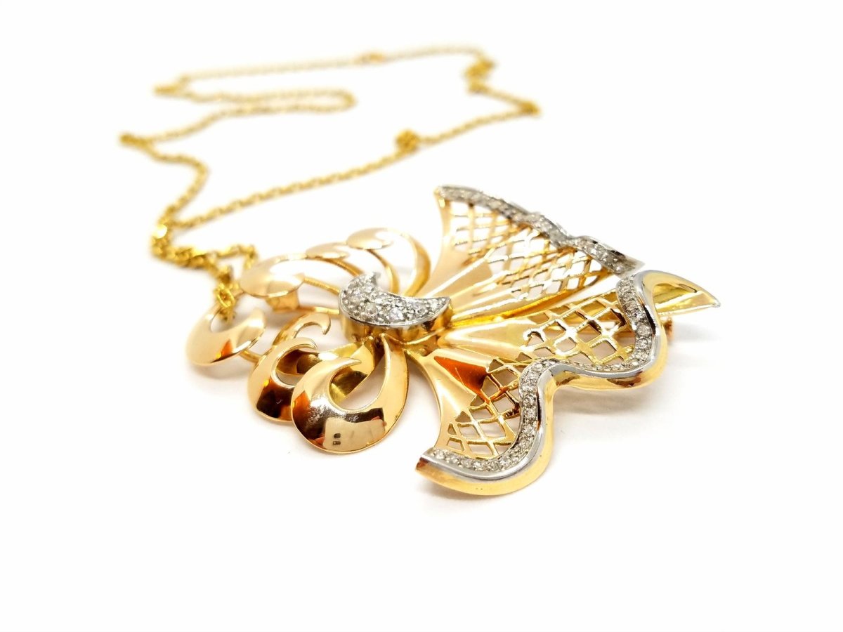 Collier Chaîne + pendentif Or jaune Diamant - Castafiore