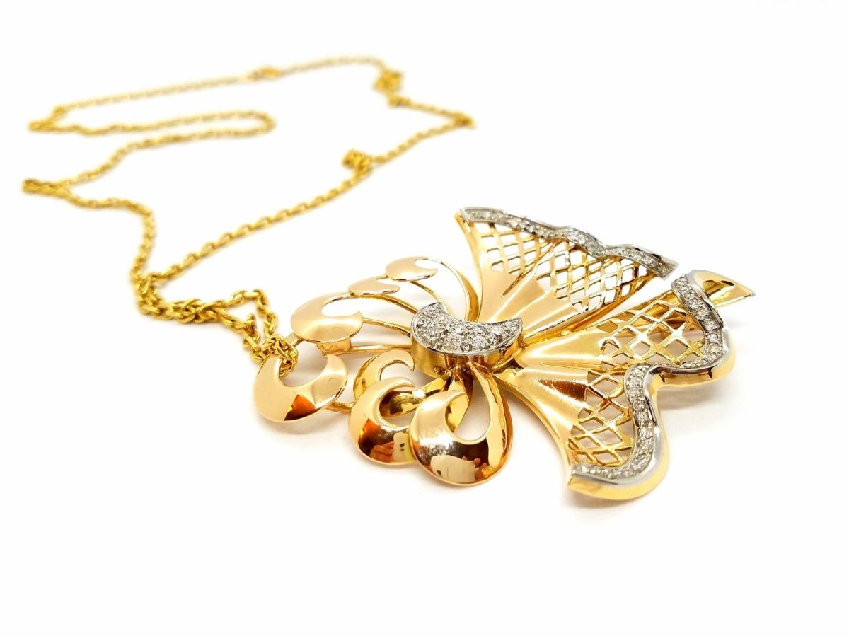 Collier Chaîne + pendentif Or jaune Diamant - Castafiore