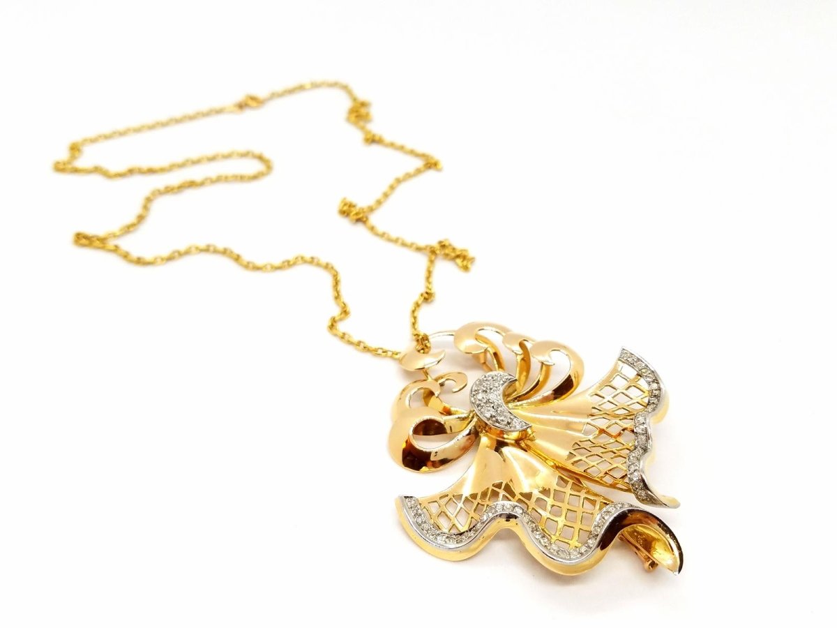 Collier Chaîne + pendentif Or jaune Diamant - Castafiore