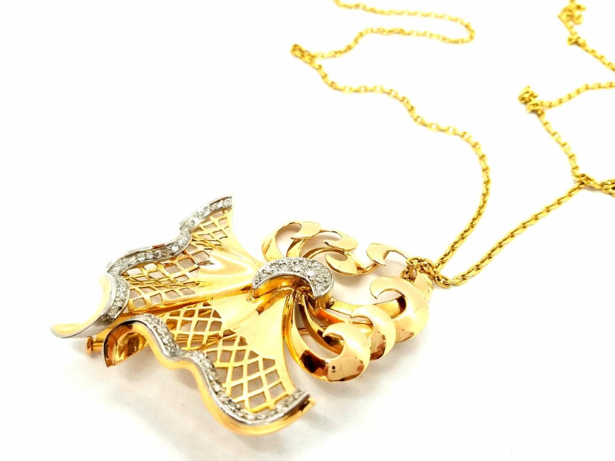 Collier Chaîne + pendentif Or jaune Diamant - Castafiore