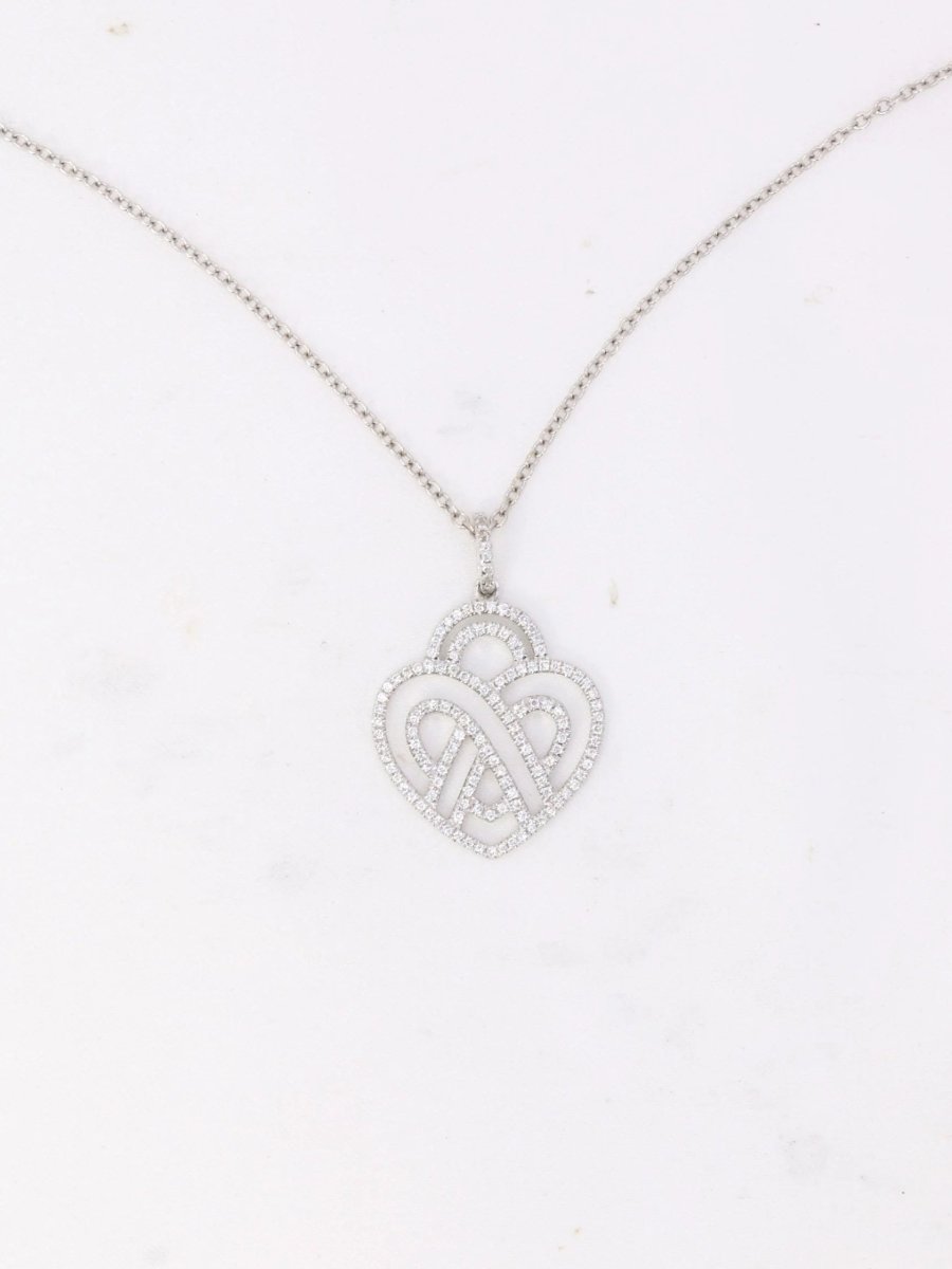 Collier Chaîne POIRAY coeur entrelacé en or blanc et diamants - Castafiore