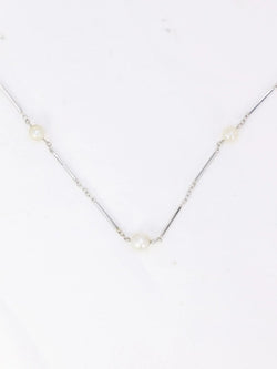 Collier chaîne vintage or blanc perles - Castafiore