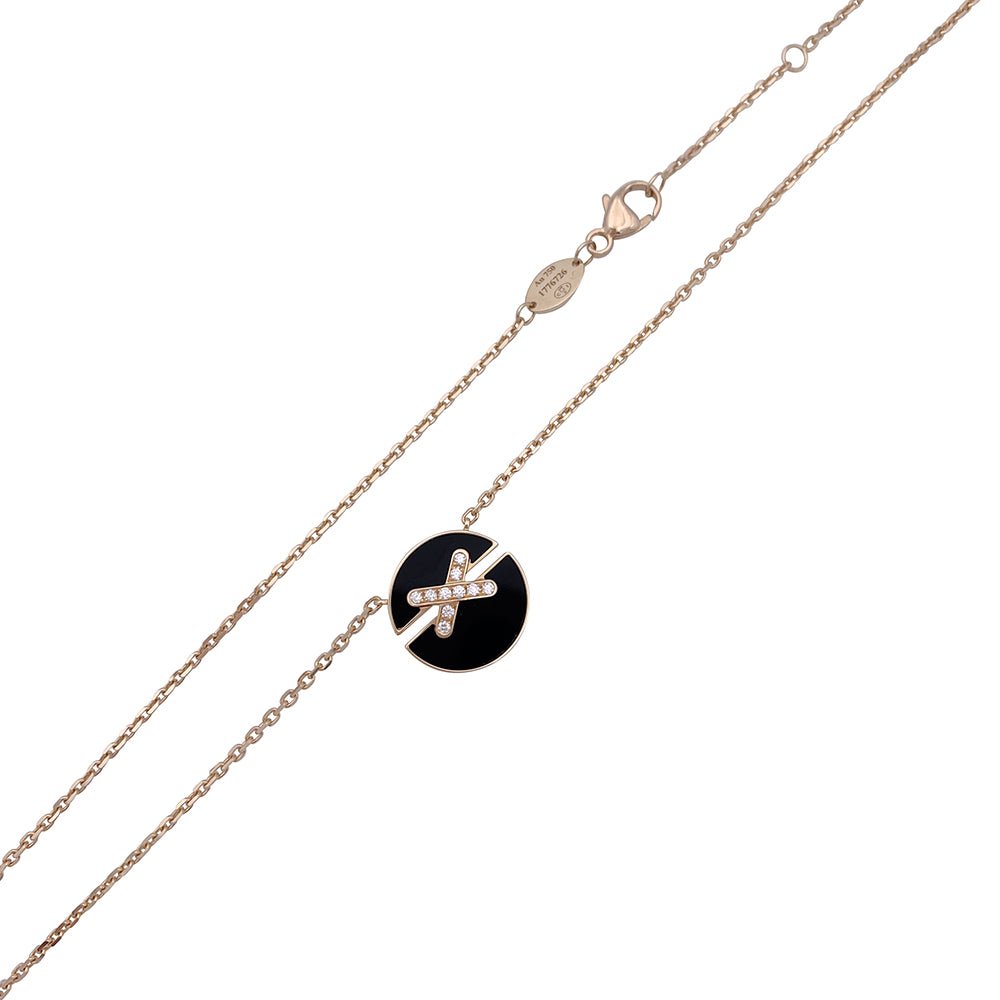 Collier Chaumet ,"Jeux de Liens", or rose, diamants et onyx. - Castafiore