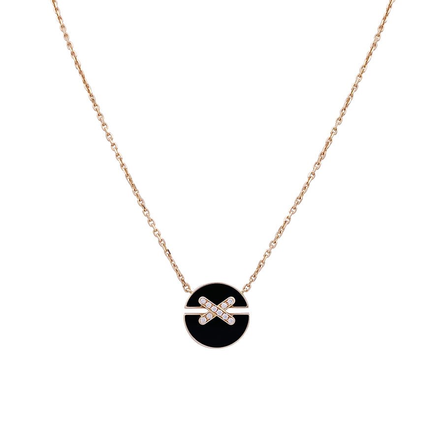 Collier Chaumet ,"Jeux de Liens", or rose, diamants et onyx. - Castafiore