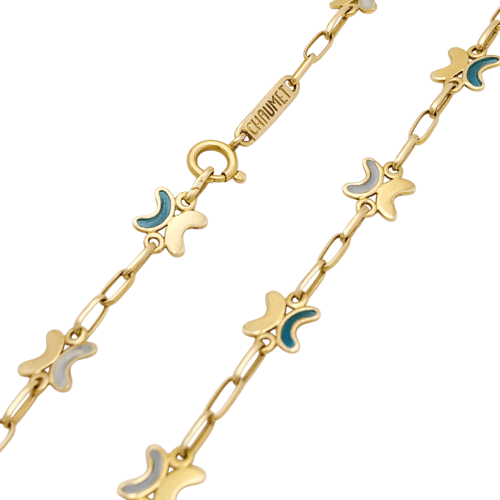 Collier CHAUMET Plique - à - jour en or jaune et émail - Castafiore