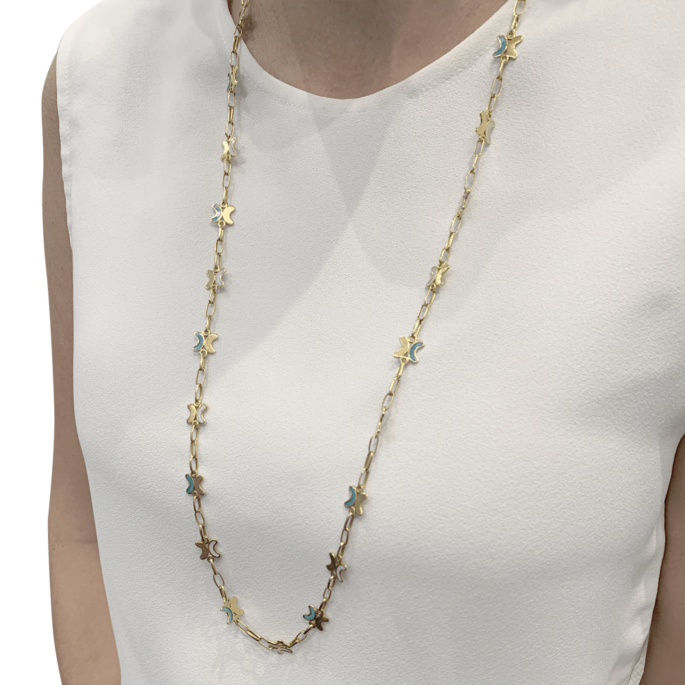 Collier CHAUMET Plique - à - jour en or jaune et émail - Castafiore