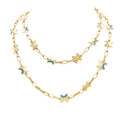 Collier CHAUMET Plique - à - jour en or jaune et émail - Castafiore