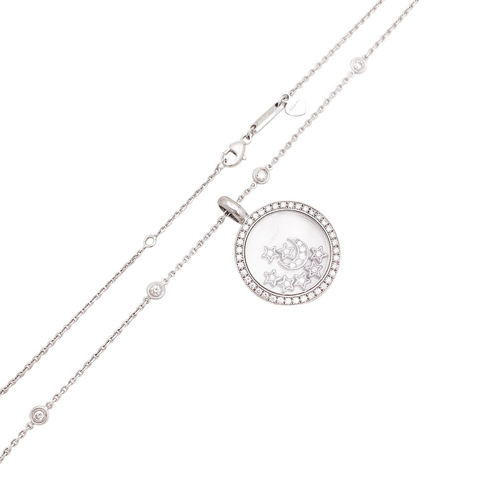 Collier CHOPARD "Happy Diamonds" en or blanc et diamants - Castafiore