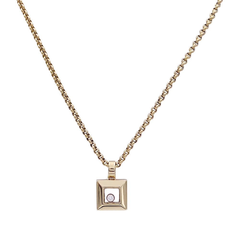 Collier Chopard, "Happy Square Diamond", or jaune, diamant. - Castafiore