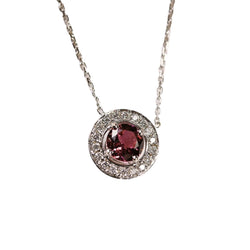 Collier cible tourmaline rose et diamants en or blanc - Castafiore