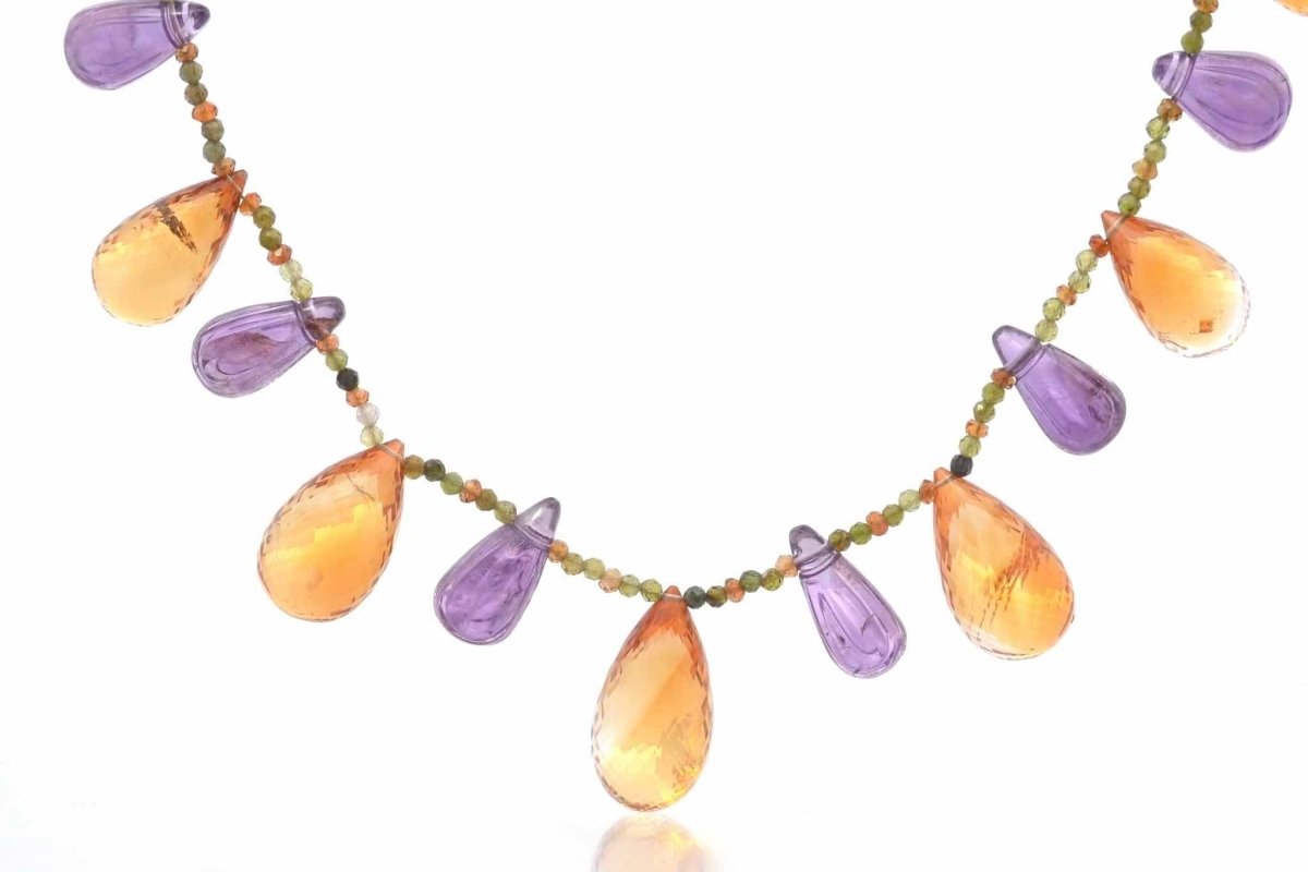 Collier citrine et améthyste en or jaune - Castafiore