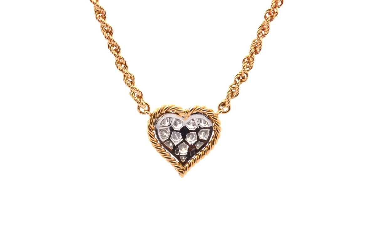 Collier cœur en or, platine et diamants - Castafiore