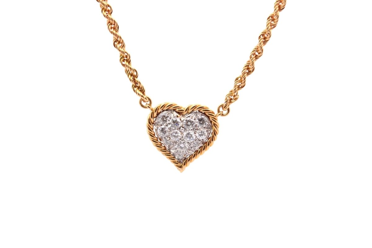 Collier cœur en or, platine et diamants - Castafiore