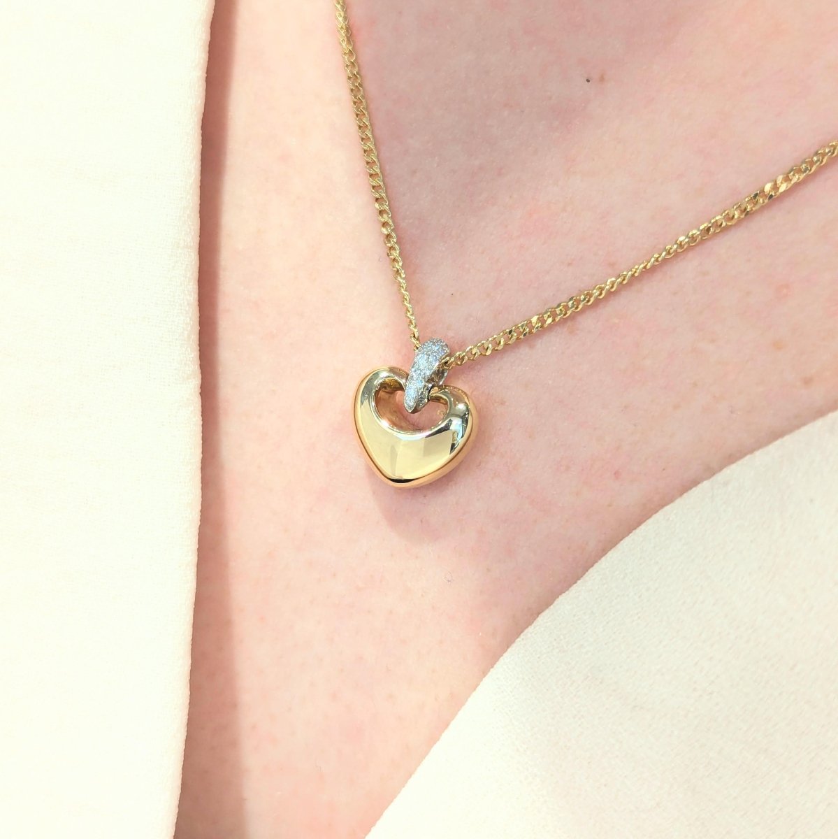 Collier Cœur or jaune et diamants - Castafiore