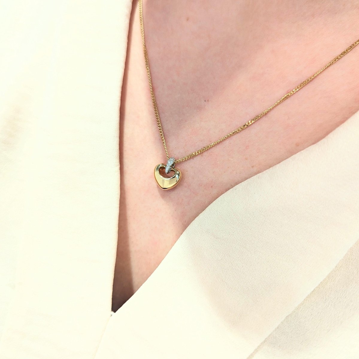 Collier Cœur or jaune et diamants - Castafiore