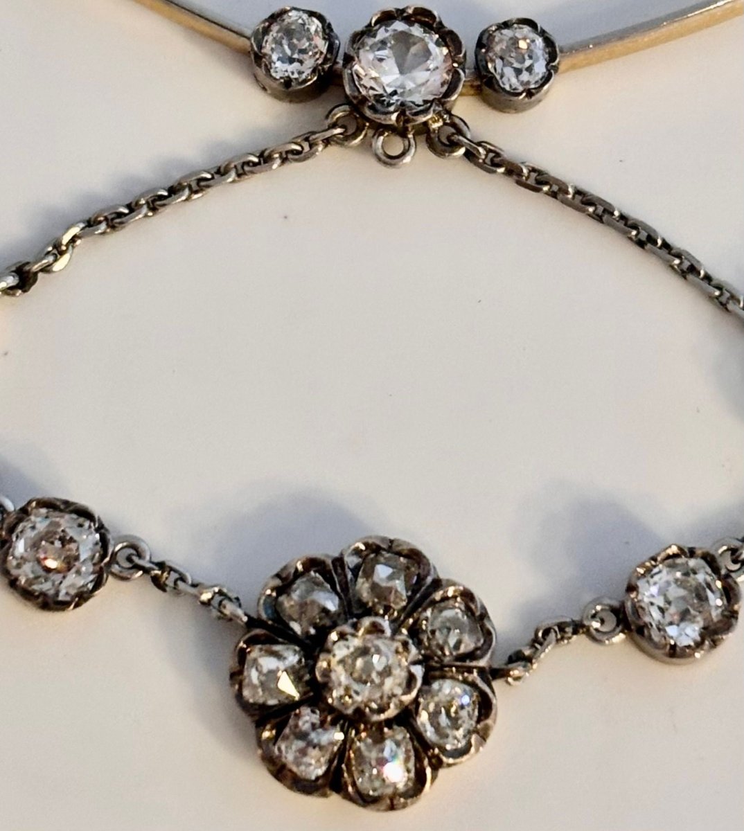 Collier Collerette or/argent et diamants taille coussin - Castafiore