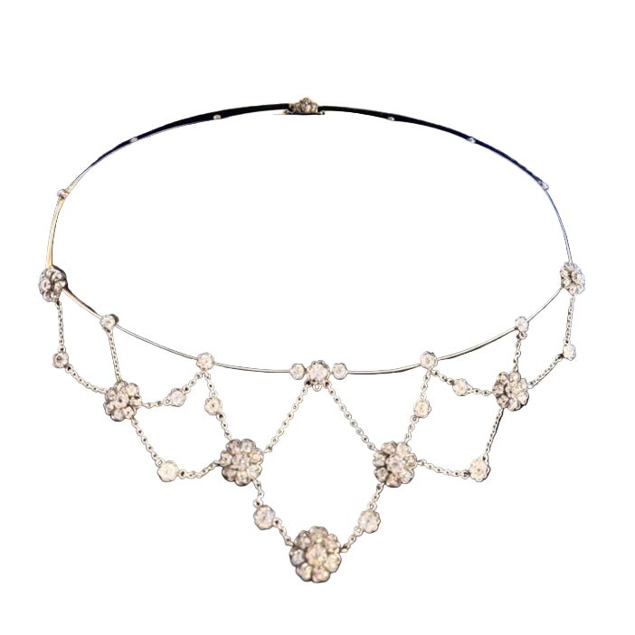 Collier Collerette or/argent et diamants taille coussin - Castafiore