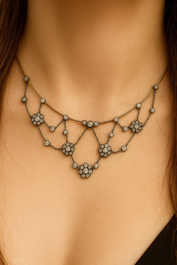 Collier Collerette or/argent et diamants taille coussin - Castafiore