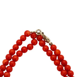 Collier Corail 2 rangs en corail et argent - Castafiore
