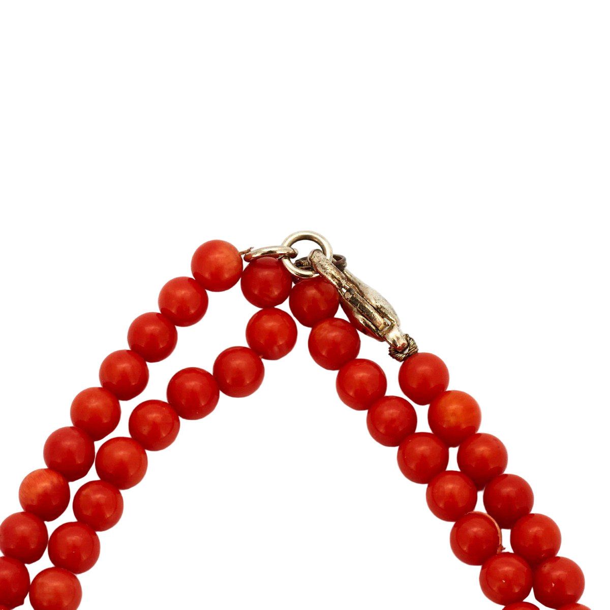 Collier Corail 2 rangs en corail et argent - Castafiore