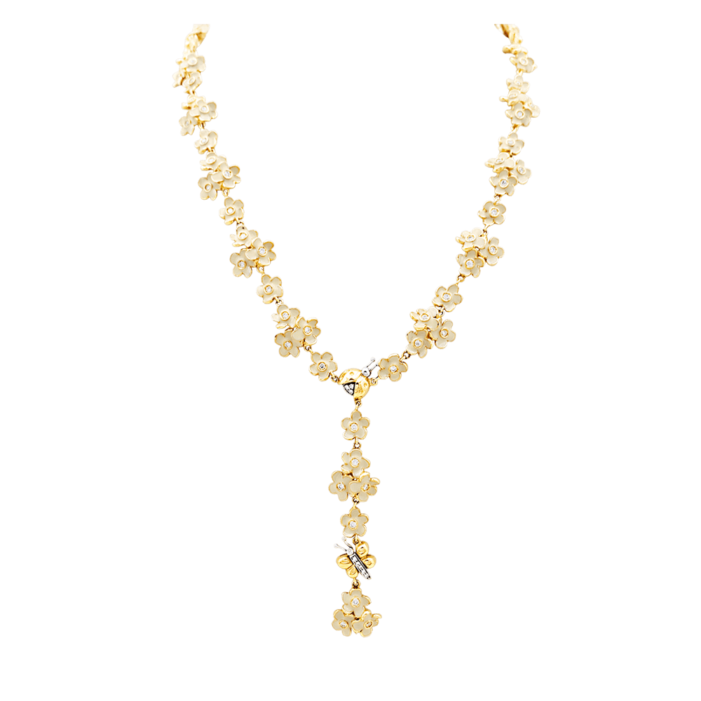 Collier Cravate ROBERTO COIN en or rose, émail et diamants - Castafiore