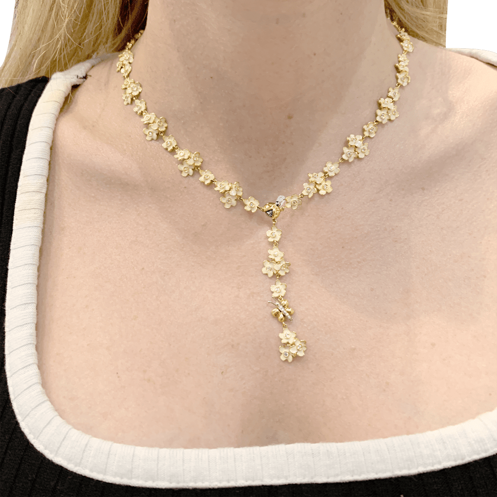 Collier Cravate ROBERTO COIN en or rose, émail et diamants - Castafiore