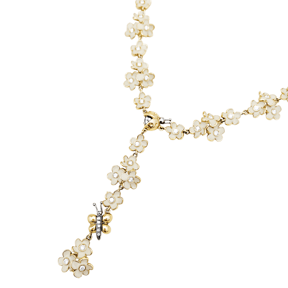 Collier Cravate ROBERTO COIN en or rose, émail et diamants - Castafiore