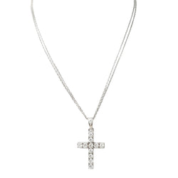 collier croix vintage en or blanc et diamants - Castafiore