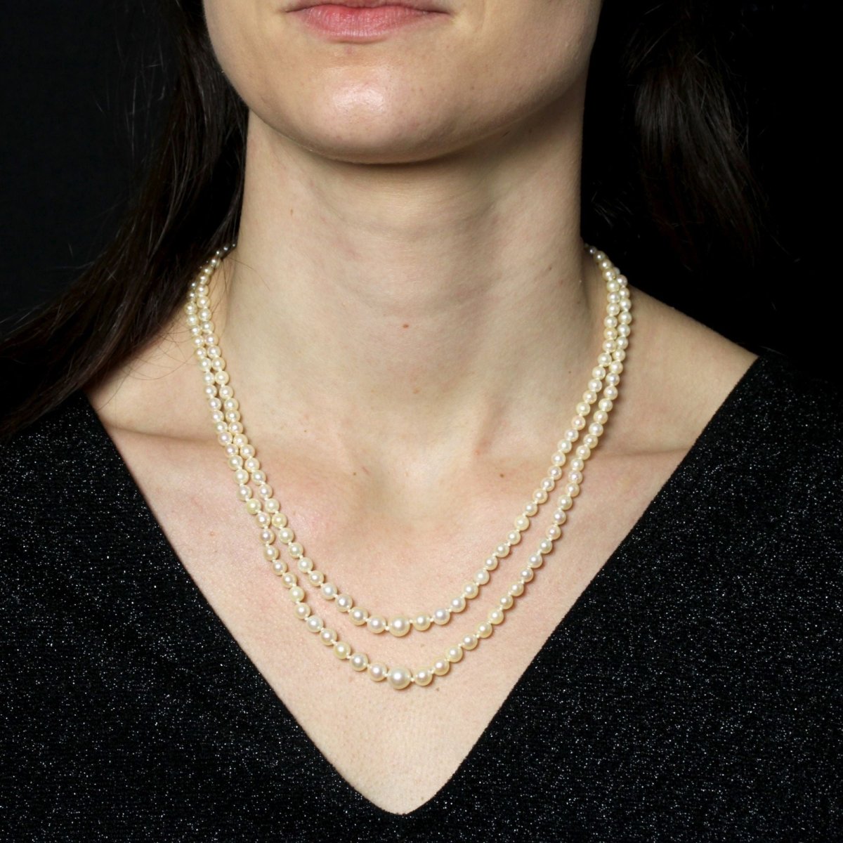 Collier de perles de culture double rang en or rose - Castafiore