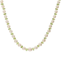 Collier de perles de culture et de perles de péridot - Castafiore