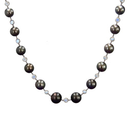 Collier de perles de Tahiti et pierres de lune - Castafiore