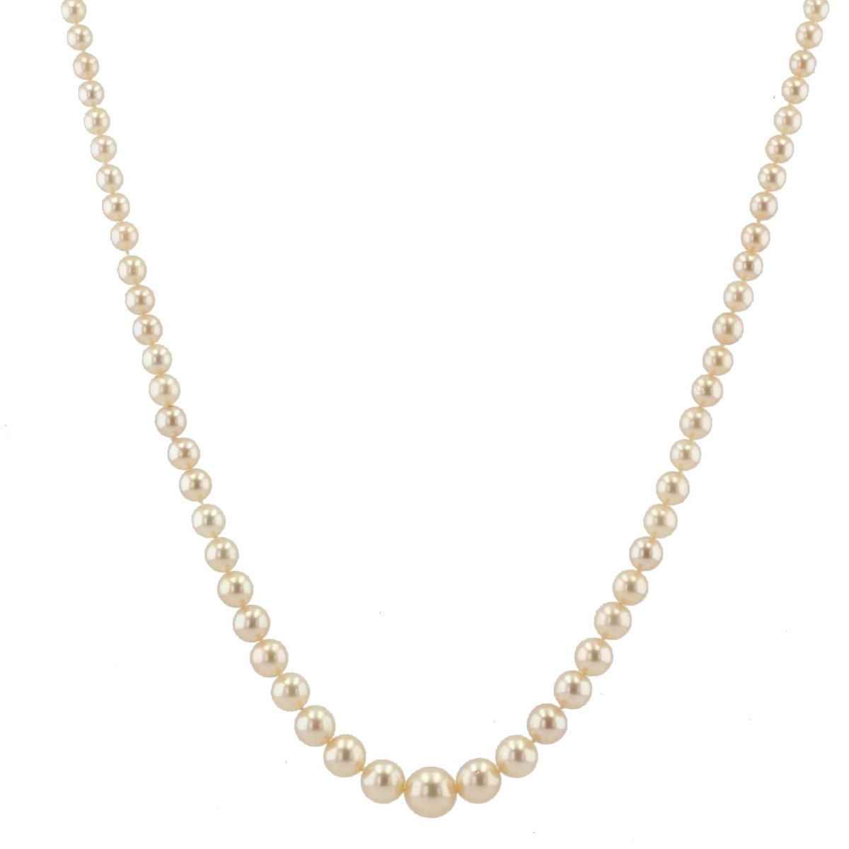 Collier de perles en chute et son fermoir diamants en or blanc - Castafiore